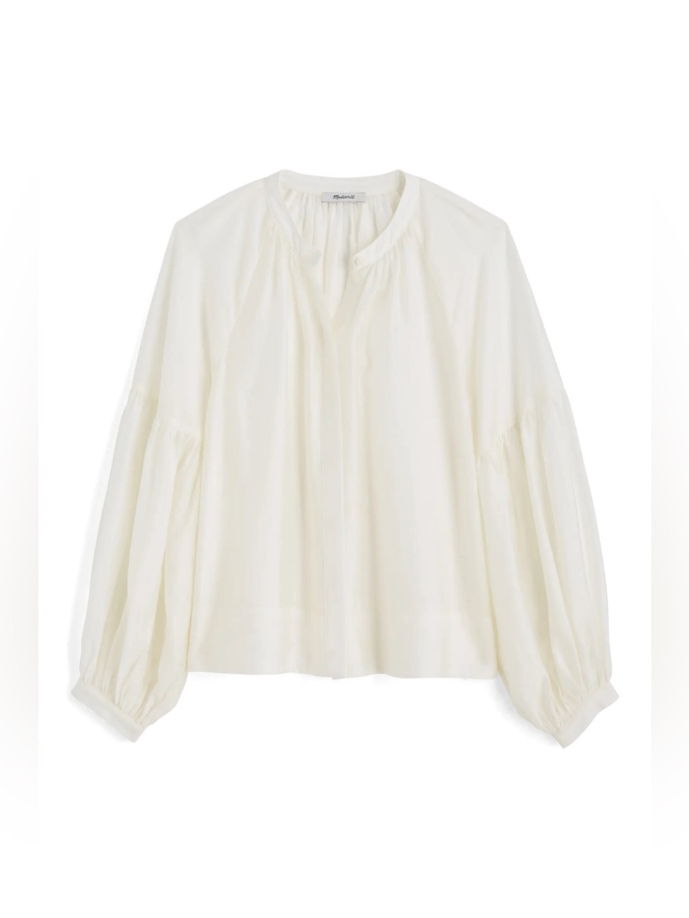 Madewell Shirred Balloon Sleeve Button-Up Top